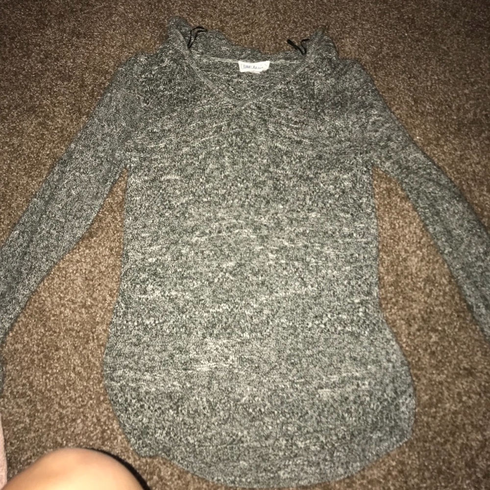 loose knit green hooded sweater
